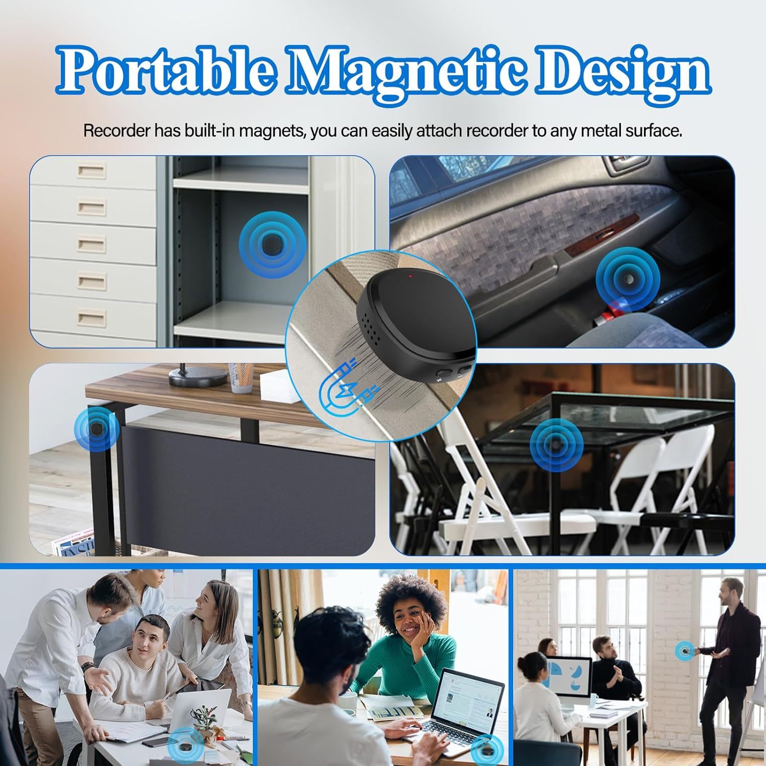 Mini Voice Recorder With Built-in Speaker And Built-in Magnet - Opulencia #