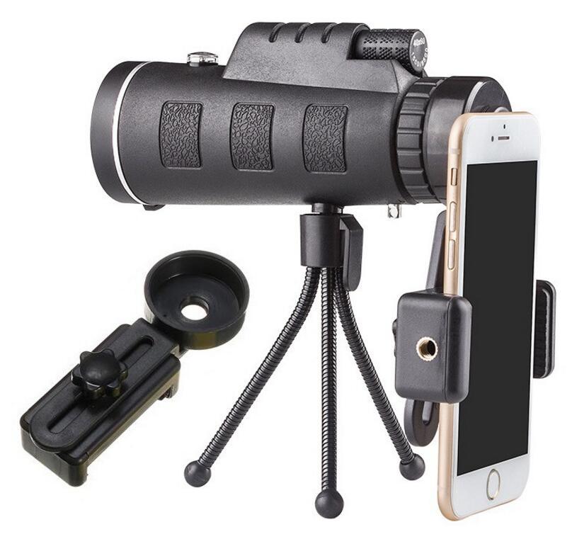 Compatible with Apple, Monocular Telescope Zoom Scope with Compass Phone Clip Tripod - Opulencia #