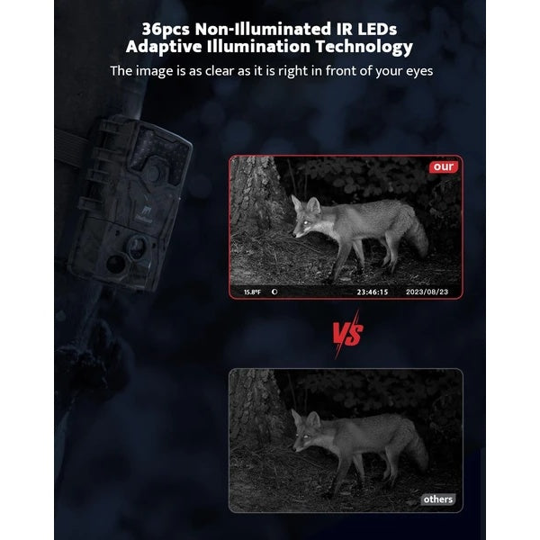 Trail Camera 36MP 2K 30fps, Usogood 2pcs Night Vision Game Cameras With Motion Activated Hunting Cam Waterproof With Infrared LED For Outdoor Security - Opulencia #