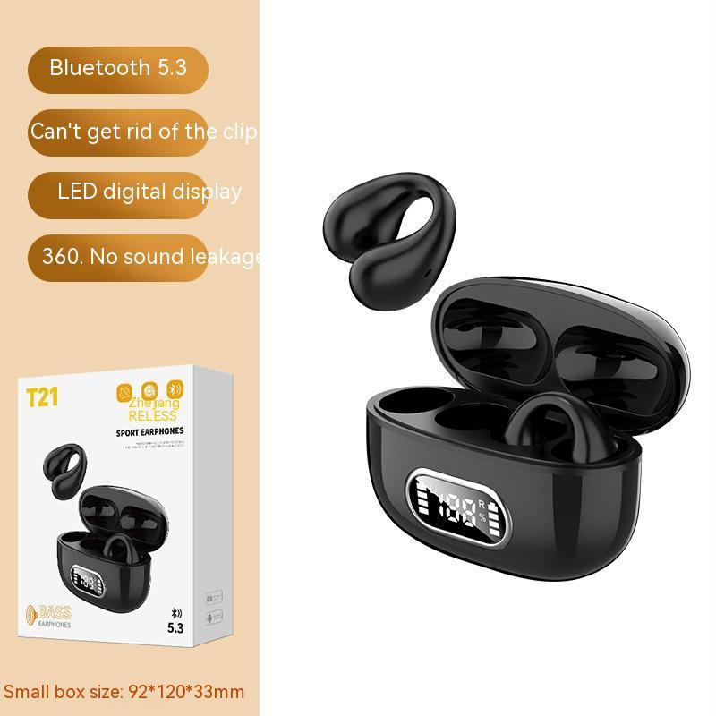 Ear-clip Real Wireless Digital Display Stereo Charging Warehouse Bluetooth Headset - Opulencia #