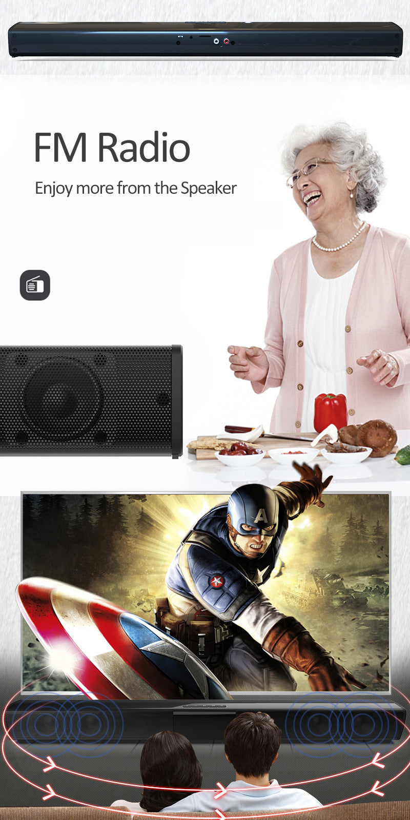 Home Theater Sound System Bluetooth Speaker Computer - Opulencia #