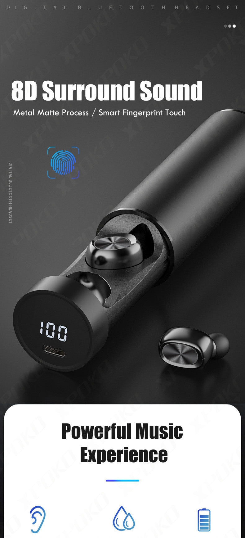 Digital Display Wireless Sports F9 English Bluetooth Headset - Opulencia #