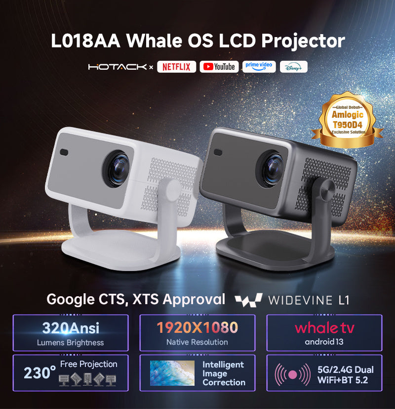 LCD Projector 320 ANSI Lumens - Authorized By Netflix, YouTube, Etc. - Opulencia
