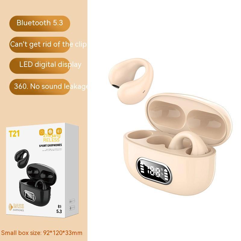 Ear-clip Real Wireless Digital Display Stereo Charging Warehouse Bluetooth Headset - Opulencia #
