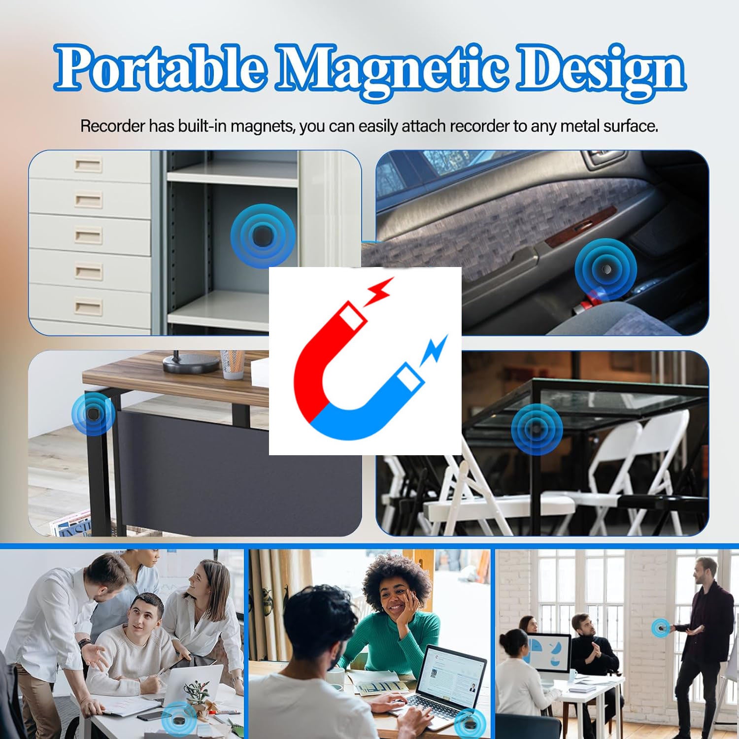 Mini Voice Recorder With Built-in Speaker And Built-in Magnet - Opulencia #