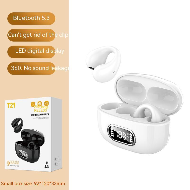 Ear-clip Real Wireless Digital Display Stereo Charging Warehouse Bluetooth Headset - Opulencia #