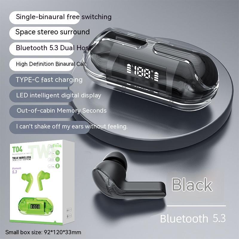 Wireless Digital Display Bilateral Stereo Transparent Bluetooth-compatible Headset - Opulencia #