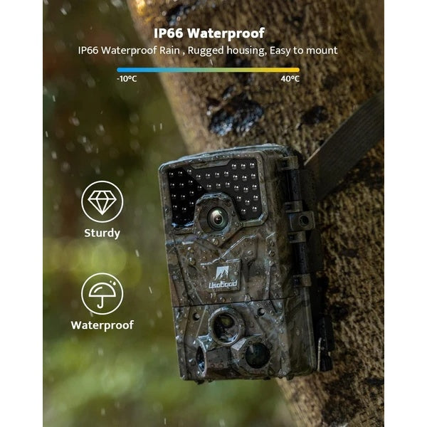Trail Camera 36MP 2K 30fps, Usogood 2pcs Night Vision Game Cameras With Motion Activated Hunting Cam Waterproof With Infrared LED For Outdoor Security - Opulencia #
