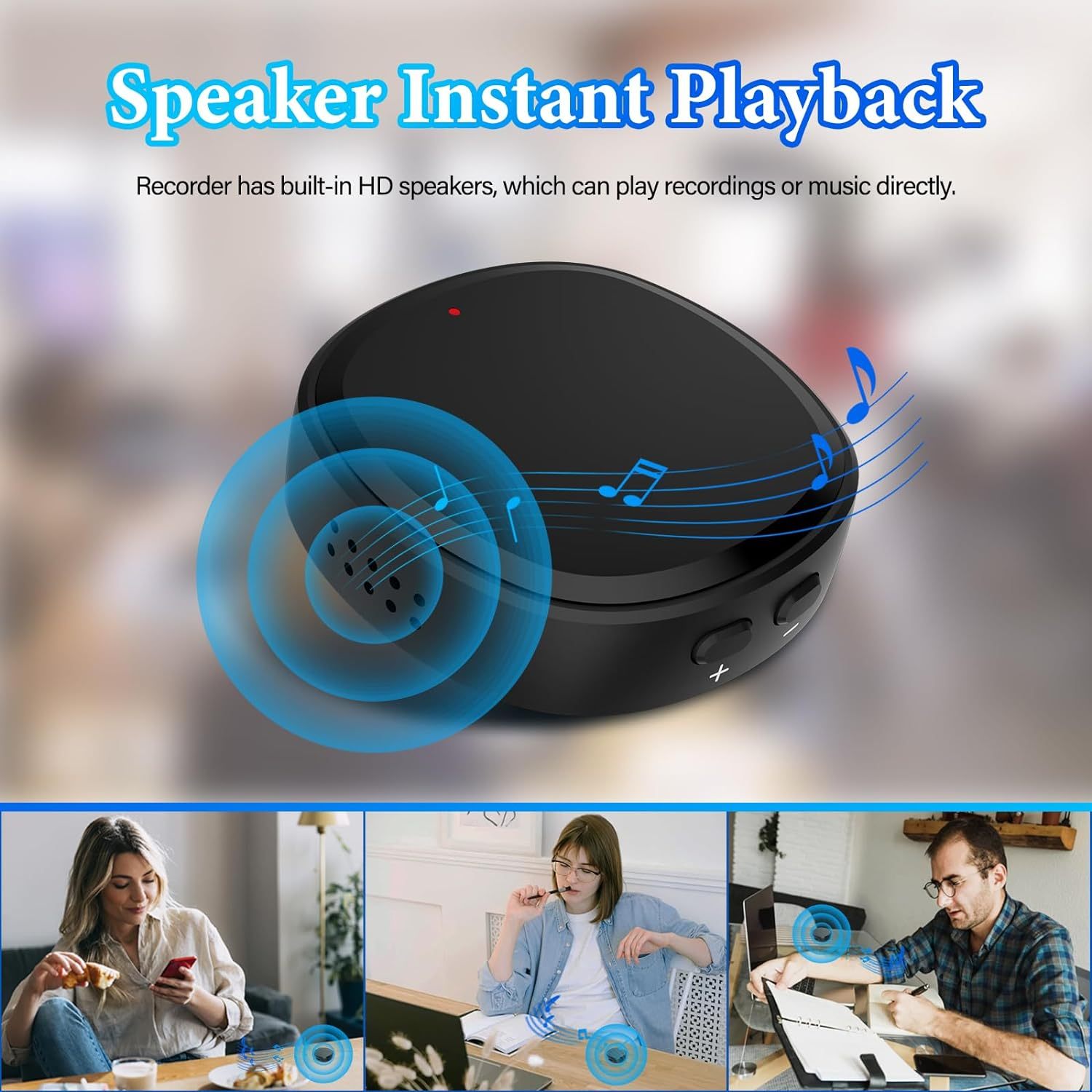 Mini Voice Recorder With Built-in Speaker And Built-in Magnet - Opulencia #