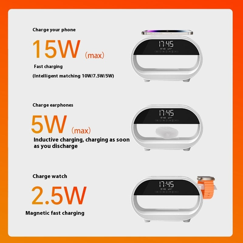 Night Lamp, Multi-Purpose Alarm Clock and Wireless Charger - Opulencia