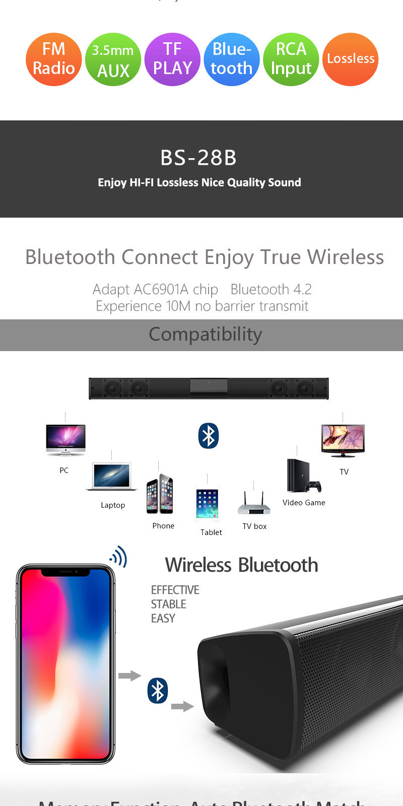 Home Theater Sound System Bluetooth Speaker Computer - Opulencia #